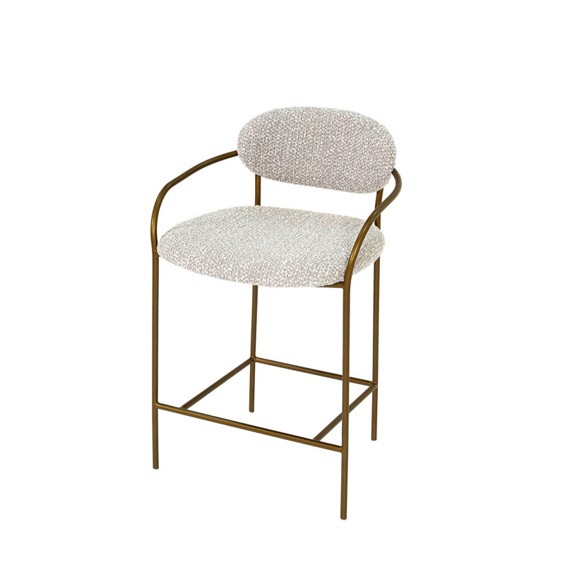 Genie Upholstered Arm Counter Stool, Pearl Grey