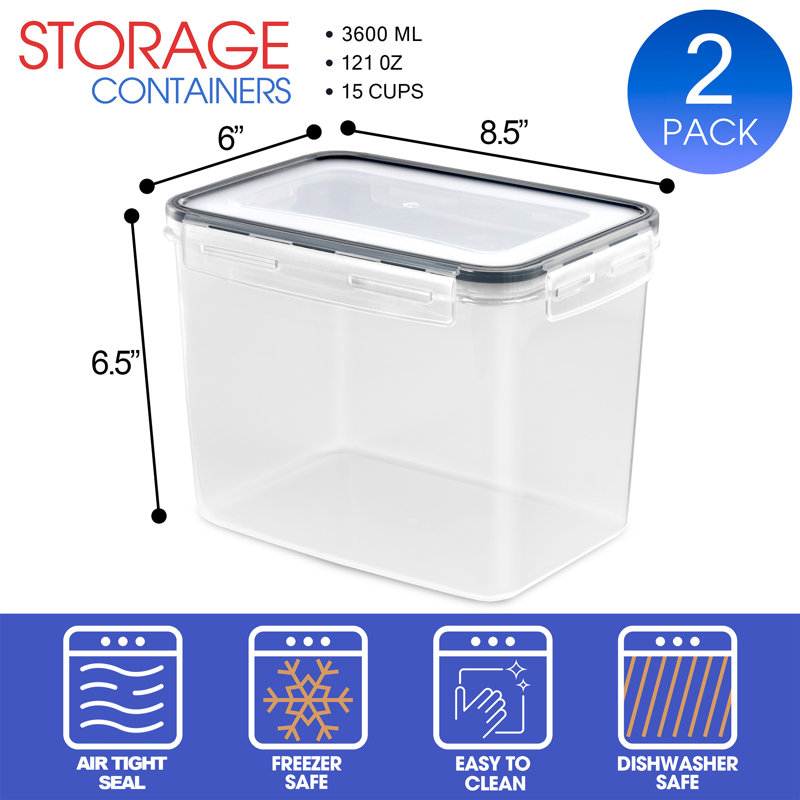 Sorbus Food Storage Containers - Pack of 2 with Air Tight, Four-Way Snap Lids