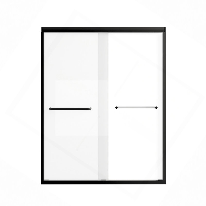 Tempered Glass With Explosion Proof Film, Aluminum Frame Double Sliding Shower Door, "1/4 (6 Mm), Stainless Steel Handle