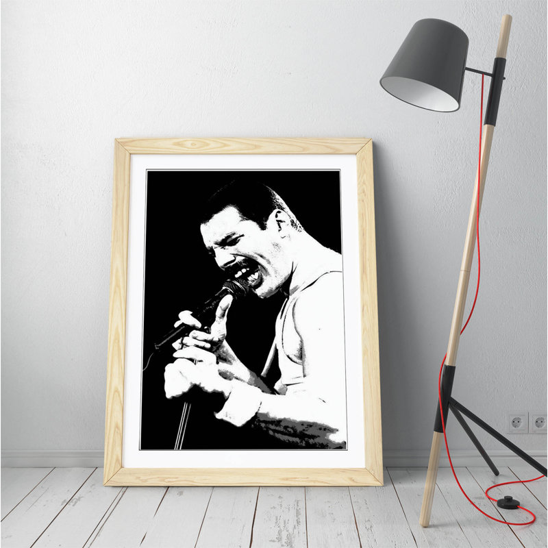 Musician Freddie Mercury - Single Picture Frame Print on Canvas, Walnut Framed, 35cm H x 26cm W