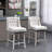 Counter Height Bar Stools Set of 2, 180 Degree Swivel Kitchen Island Stool, 27" Seat Height with Wood Footrests and Button Tufted Design, Beige-738749252-784863122