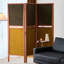 3 panneaux vert + jaune + chenille roux + cloison pliante en bois massif