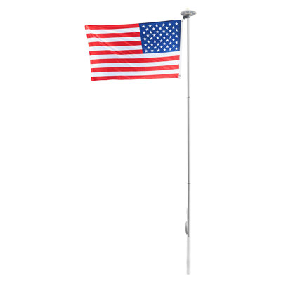 Flag Pole, 25ft Heavy Duty Sectional Flagpole Kit with 136 LED Solar Light for Outside House In Ground, Outdoor Aluminum Flagpole with 3x5 American Flag for Yard, Residential, Commercial, Black