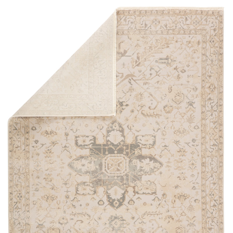 Tapis crème tissé à la machine Clint, Tapis de couloir 2 pi 6 po x 8 pi