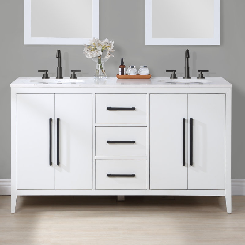 Alsup 60" Double Bathroom Vanity Set, White
