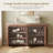 Sideboard Buffet Cabinet With 4 Doors & 5 Storage Spaces, 63" Coffee Bar Cabinet With Faux Marble Top, Modern Kitchen Storage Cabinet For Living Room Dining Room, Walnut-1435126418