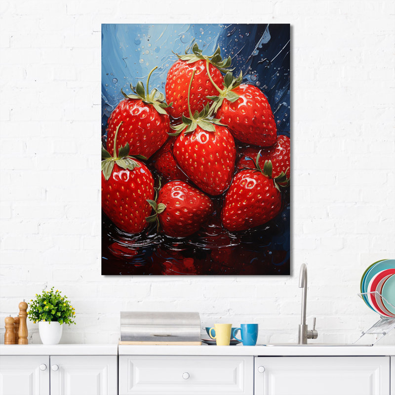 «Fruit Sweet Strawberry Pointillism II», reproduction sur toile, H 32 po x l 24 po x P 1 po