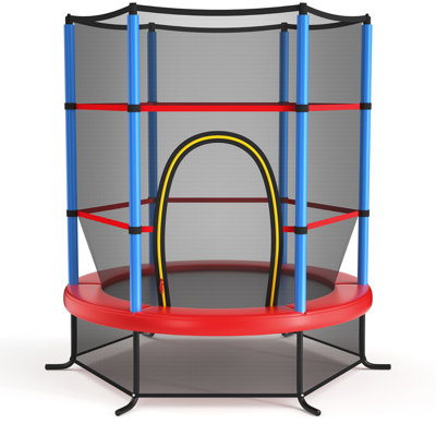 Gymax Round Backyard Trampoline with Safety Enclosure