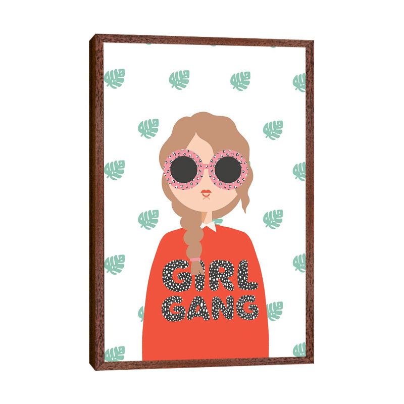 Girl Gang by The Beau Studio - Print on Canvas, 66.04 cm H x 45.72 cm W, Classic Brown Wood Framed