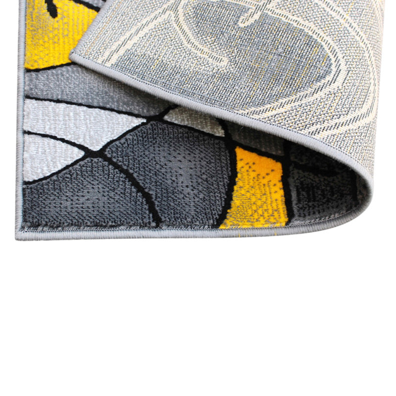 Sioar Yellow and Gray Modern Abstract Pattern Area Rug, Rectangle 2' x 3'