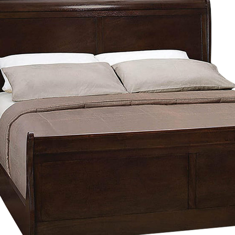 Amadis Wooden Sleigh Bed, King, Brown