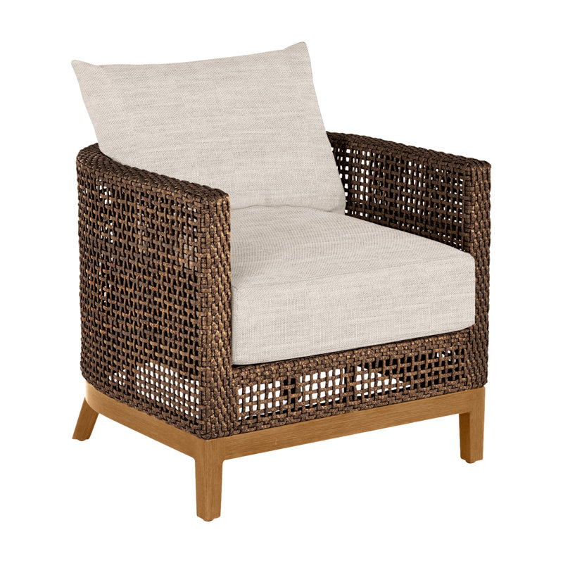 Peninsula Barrel Chair, Welt + Standard fill, Dove Sunbrella® Linen, Light Raffia/Natural Sandalwood