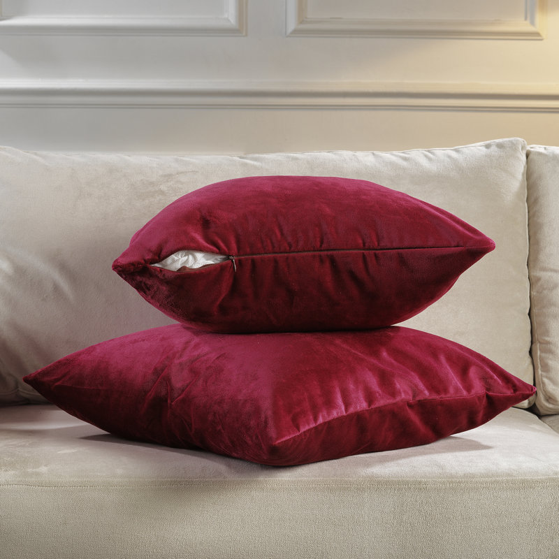 Matte Velvet Pillow Cover, 24" x 24", 53 Bright Maroon
