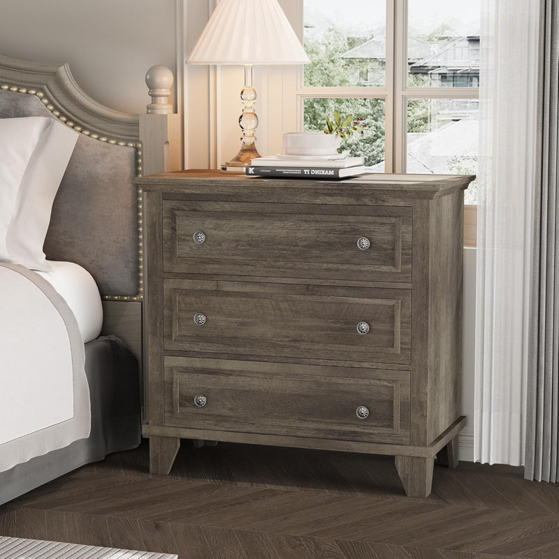 Commode à tiroirs pour chambre à coucher, commode large avec poignée rétro, commode en bois moderne pour meuble de salon