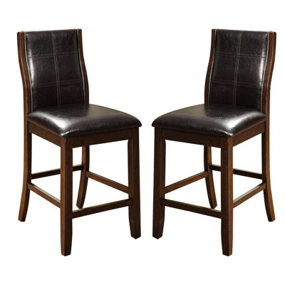 2 chaises à hauteur de comptoir en cerisier brun et 2 chaises pour dîner avec repose-pieds