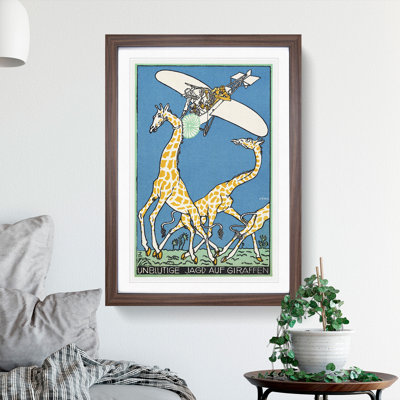 Giraffe Hunt by Moriz Jung - Framed Print