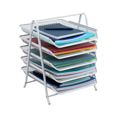 Mind Reader 5-Tier Paper Tray, Desktop Organizer, File Storage, Workspace, Office, Metal Mesh, 11.75"L x 14"W x 15"H