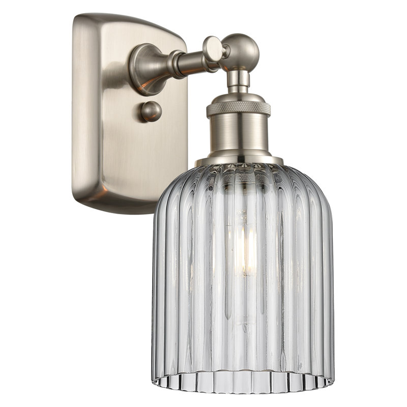 Northgate Steel Armed Sconce, Satin Nickel, Light Smoke