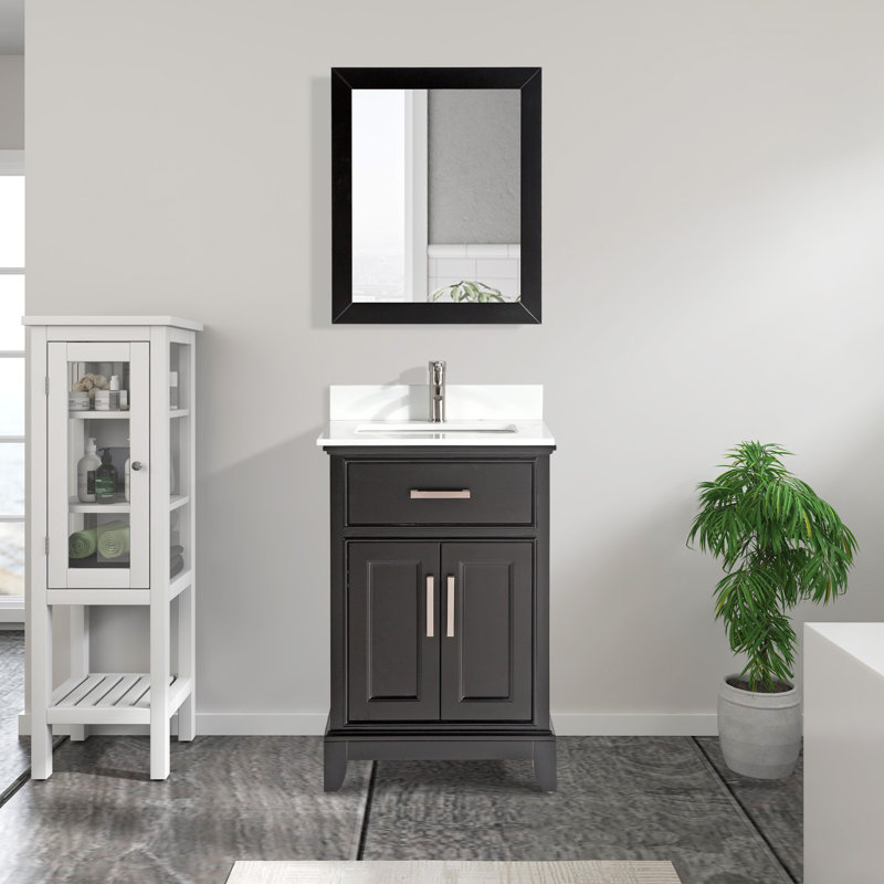  24" Single Bathroom Vanity Set with Mirror, Espresso