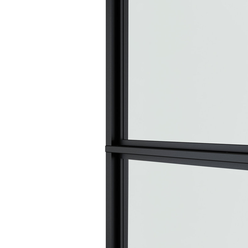 Black Metal Sliding Barn Door with Clear Tempered Glass Panels