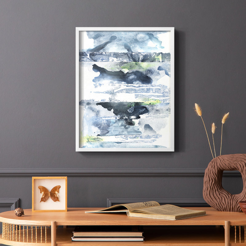 «Blue Memories II», reproduction encadrée - bois massif, Blanc, H 28 po x l 22 po
