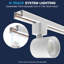 Luxrite 2 po Rail d'éclairage à DEL 5CCT, CRI90, 10 W, 800 lumens, inclinaison réglable de 358 ° + 90 °, têtes d'éclairage sur rail de type H, à intensité variable, ETL, paquet de 6 rond blanc-132381207