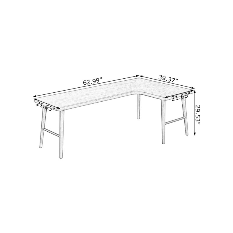 Nut-brown Rectangular Solid Wood Writing desk, Right Hand Return, 29.53" H x 62.99" W x 39.37" D