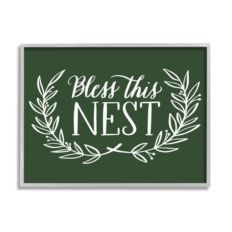 Bless This Nest Laurel, H 20 po x l 20 po x P 1,5 po, Estampe numérique Farmhouse