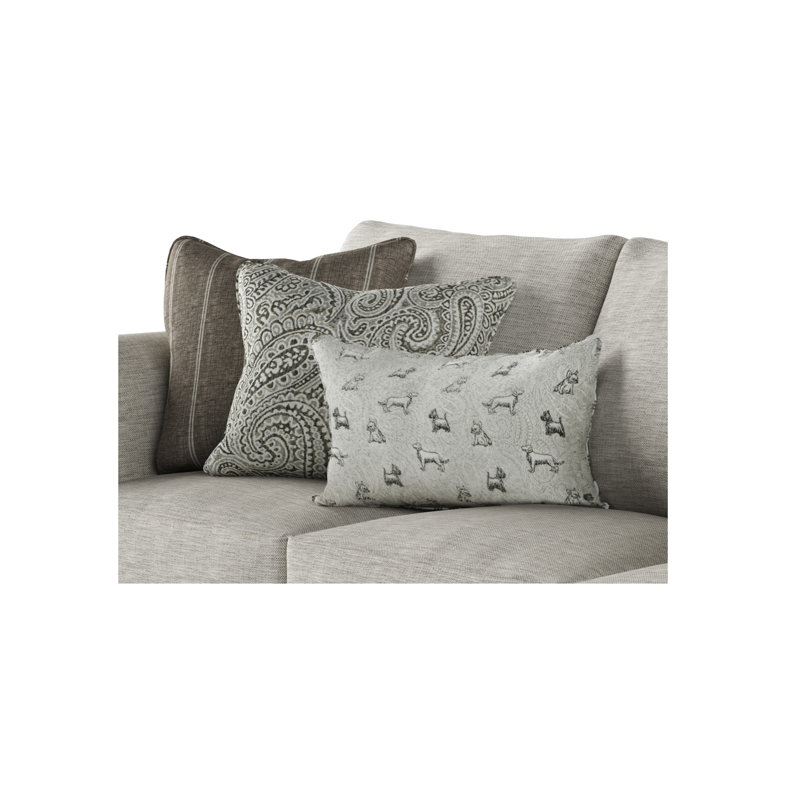 94" Flared Arm Sofa with Reversible Cushion, Grey/Brown Polypropylene