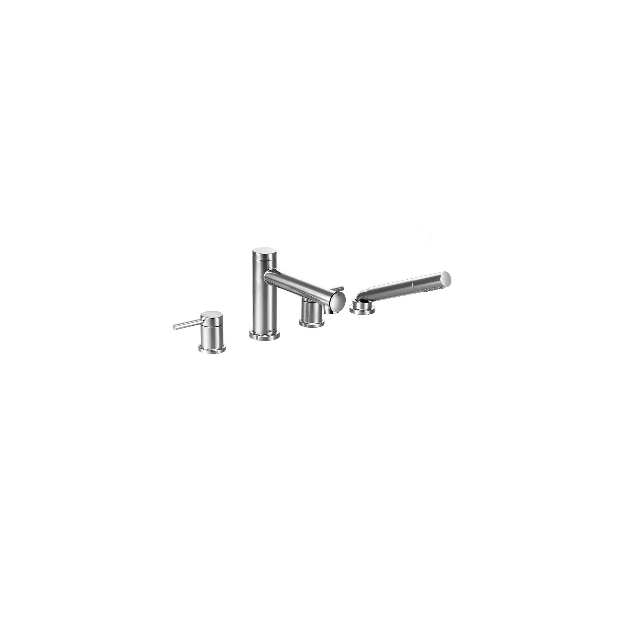Align Double Handle Deck Mounted Roman Tub Faucet Trim with Diverter and Handshower, Chrome