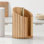 Porte-essuie-tout en bois avec motif cannelé pour la cuisine et la table, base antidérapante, bois de manguier écologique et tige en métal - mangue / or