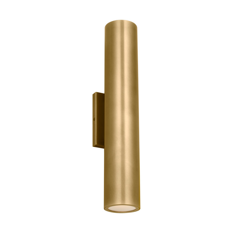 Sean Lavin Pressa 2-light outdoor round large wall sconce light in black finish with glass shades, Hand Rubbed Antique Brass