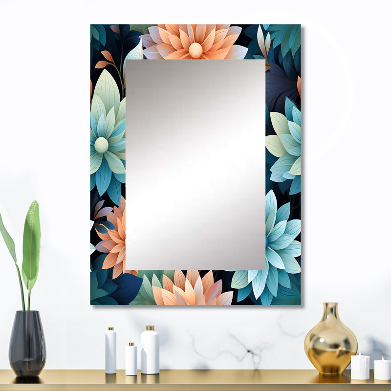 Chengyu Mindful Aw Awed Mediation - Miroir floral unique, 32 po x 24 po
