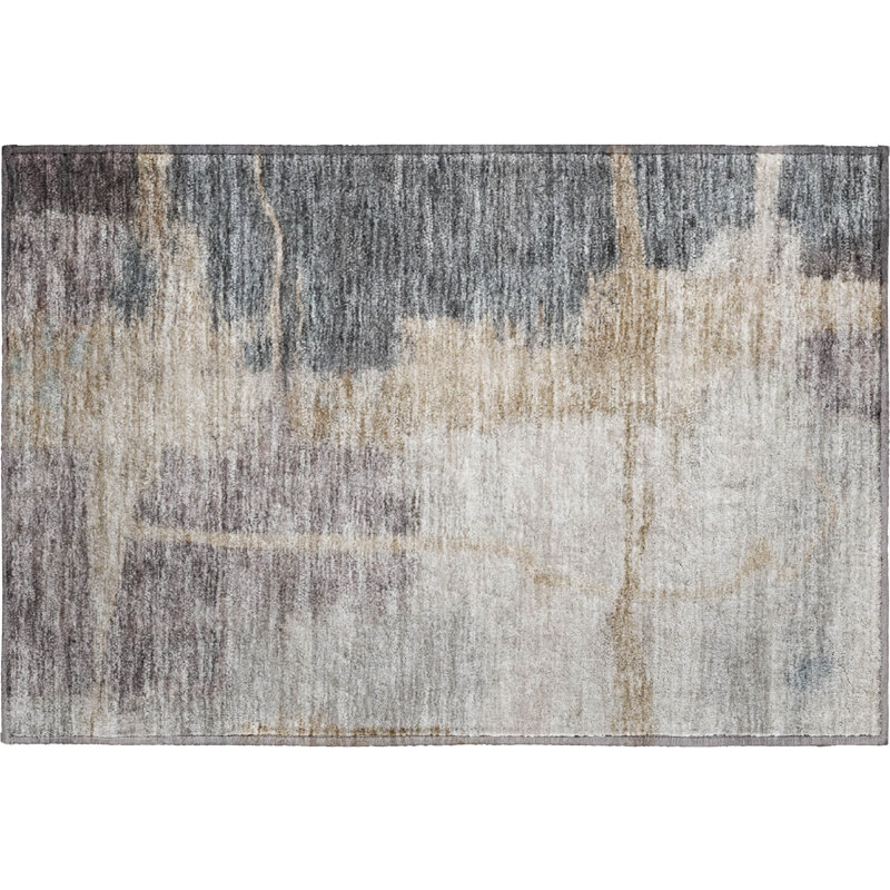 Premium Machine Washable Prisco Gray Rug, Rectangle 1'8" x 2'6"