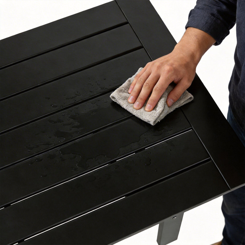 6-Person HDPE Outdoor Dining Table - All-Weather, Black