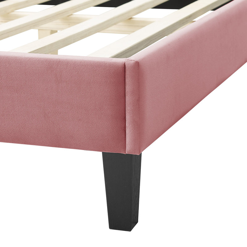 Soleil Performance Velvet Bed, Queen, Dusty Rose