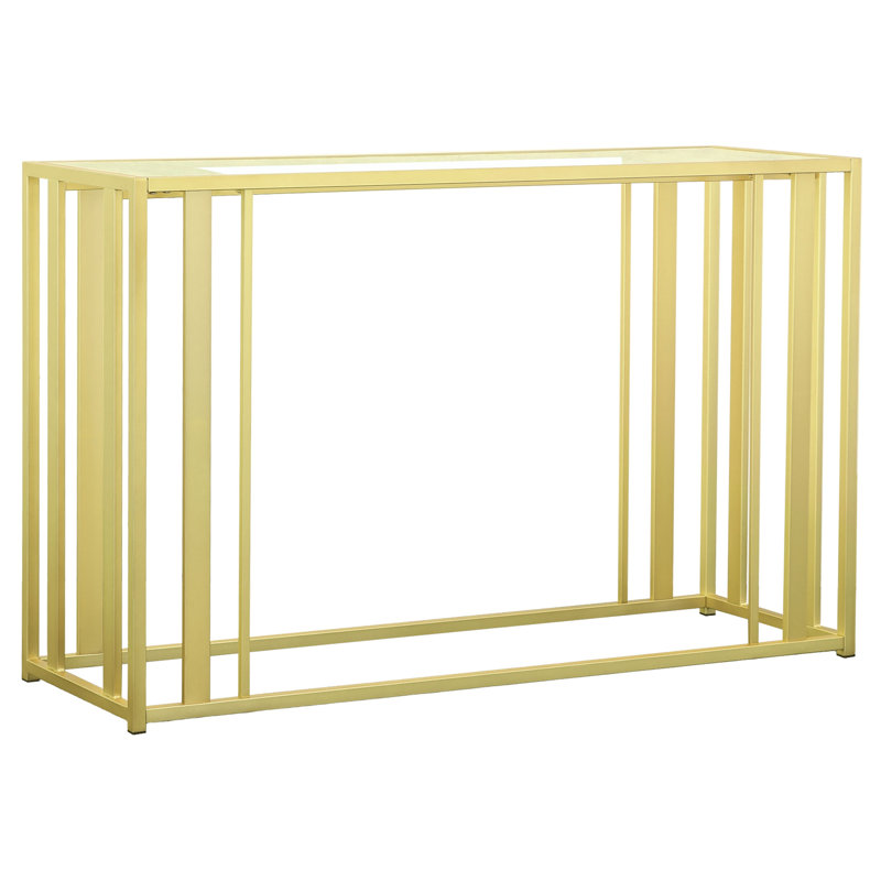 Adri Matte Brass 47.25'' Rectangular Glass Console Table