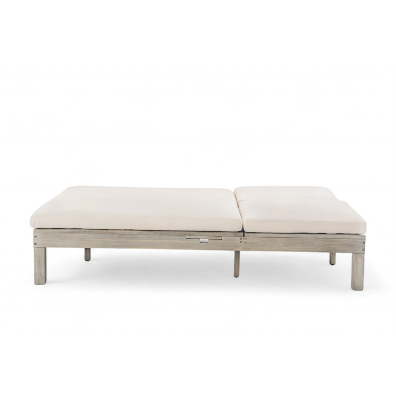 Double Chaise Lounge With Adjustable Backrest And High-Density Cushions, Gray