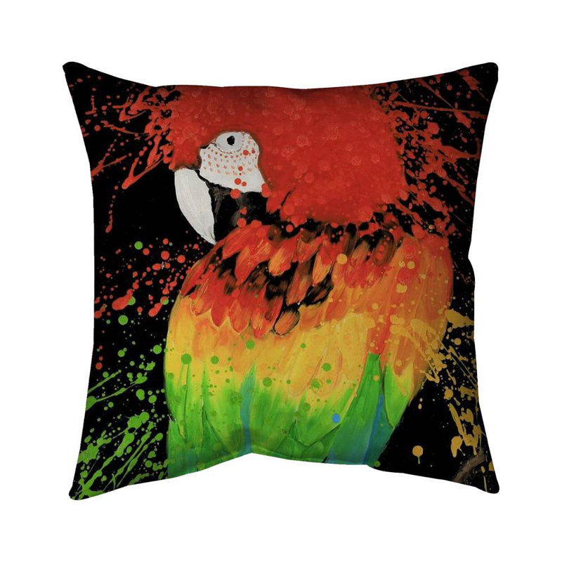 Rainbow parrot - 20"x20" Throw pillow cover - Poly twill - Print on demand, 20" x 20"