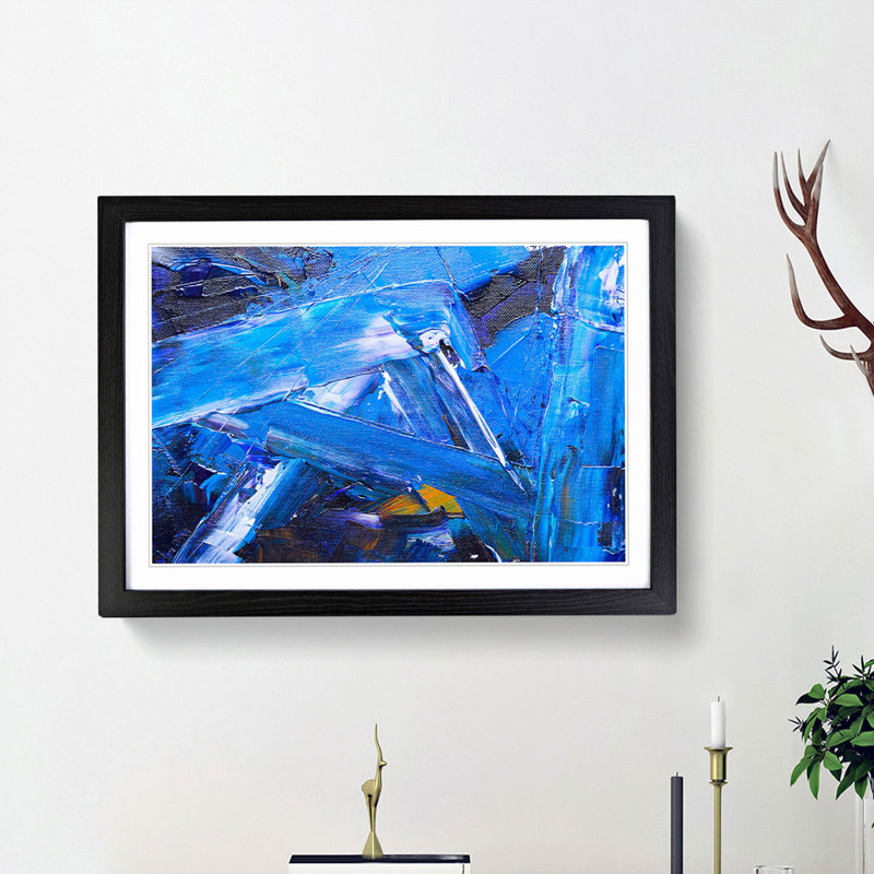 Abstract Art Painting Vol.353 by S.Johnson - Framed Print, 62cm H x 87cm W x 2cm D, Black Framed