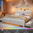 Upholstered Bed with Wood Frame, 4 Storage Drawers, Modern Bed Frame with Charging Station & LED Lights, Headboard Included,Full/Beige-108946935-108946933
