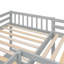 Lit mezzanine simple avec 2 bureaux encastrés en forme de L, bois gris et solution de chambre à coucher simple avec bureau intégré-1723949052