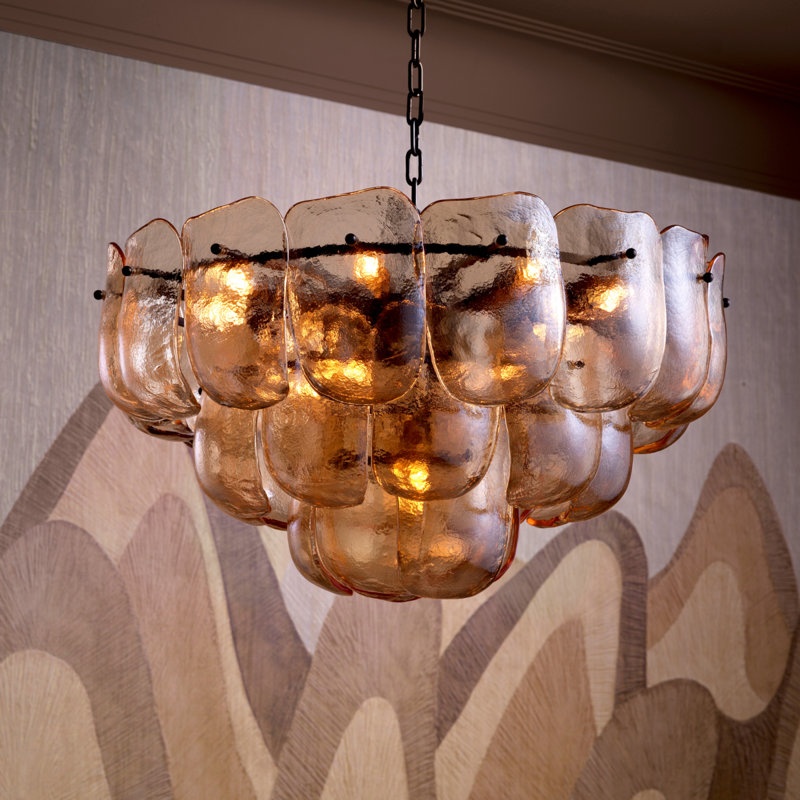 Chandelier Gustave Champagne Colored Glass, Champagne