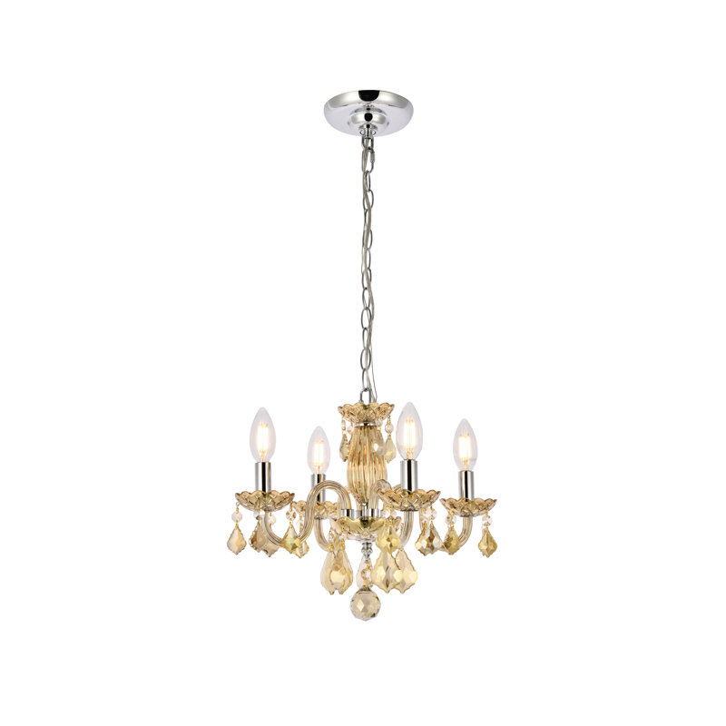 Jaquelin 4 - Light Dimmable Classic / Traditional Chandelier, Golden Teak