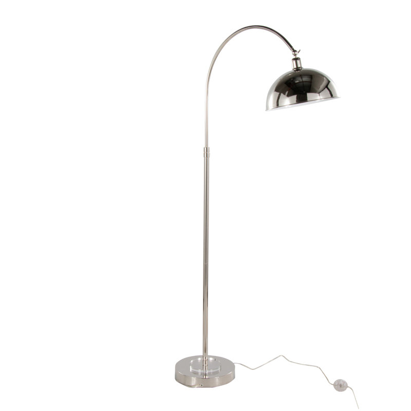 Lampe sur pied en métal en nickel poli et cristal K9 transparent avec accents en métal blanc