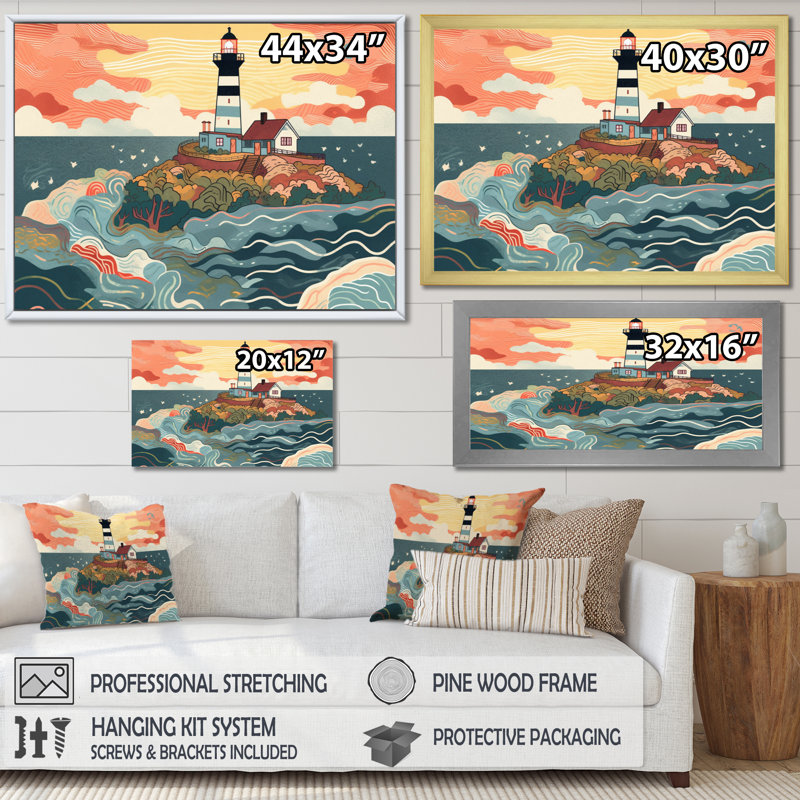 " Coastal Guiding Light I ", Natural Floater Framed, 12" H x 20" W x 1" D
