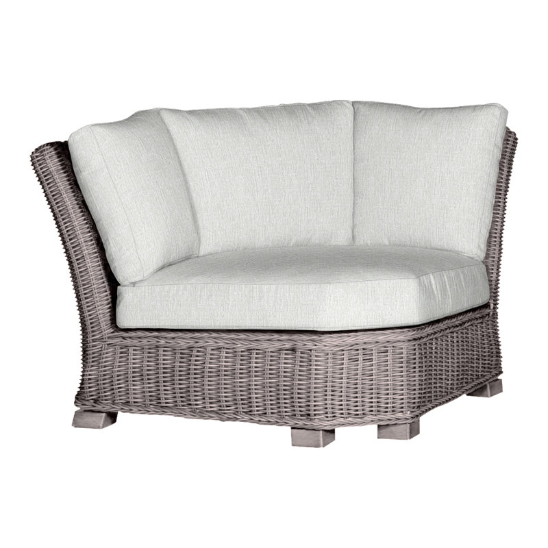 Rustic Woven Sectional Corner, Rollo Chambray InsideOut® Linen, No Welt, Oyster