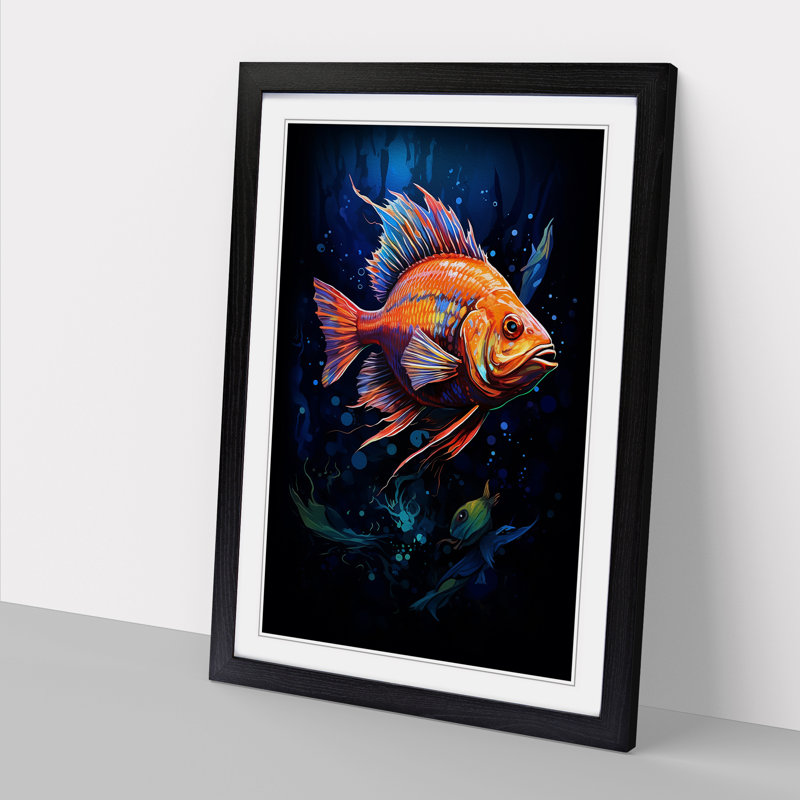 Fish Digital - Framed Print, Black Framed, 34cm H x 25cm W