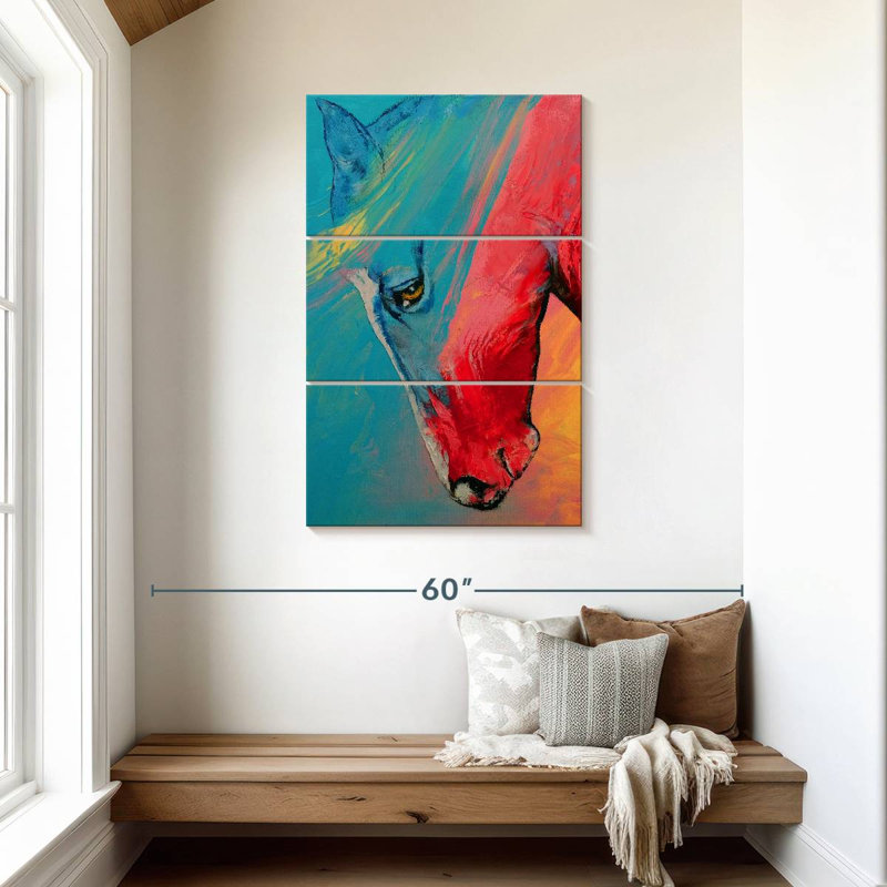 Cheval multicolore Brampt, H 45 po x l 28 po
