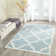 Rodgers Hand Woven Flat Weave Wool/Cotton Geometric Rug in Blue/Ivory